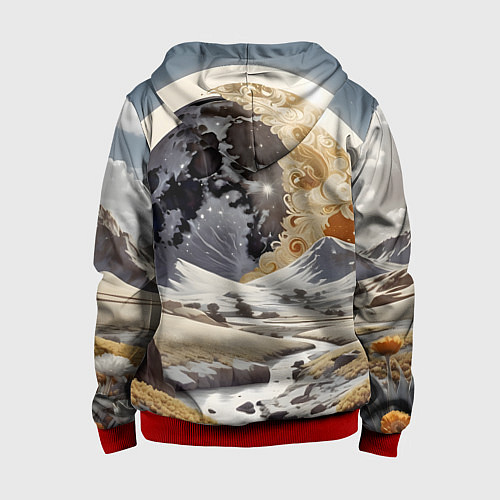 Детская толстовка на молнии Река и планеты / 3D-Красный – фото 2