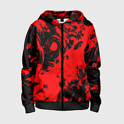 Детская толстовка на молнии Чёрно-красный абстрактный