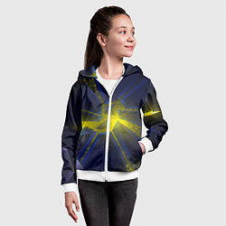 Толстовка на молнии детская Разлом космических неоновых плит, цвет: 3D-белый — фото 2