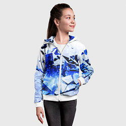 Толстовка на молнии детская Абстрактный космический синий фон неоновых плит, цвет: 3D-белый — фото 2