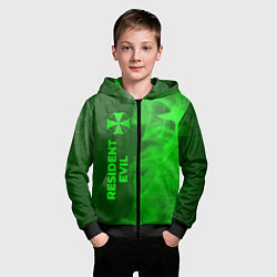 Толстовка на молнии детская Resident Evil - green gradient по-вертикали, цвет: 3D-черный — фото 2