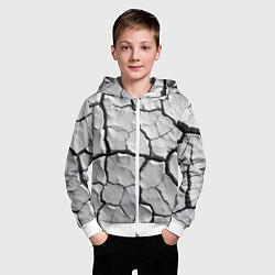 Толстовка на молнии детская Серая растрескавшаяся глина, цвет: 3D-белый — фото 2