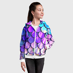 Толстовка на молнии детская Мазки краски с градиентом, цвет: 3D-белый — фото 2