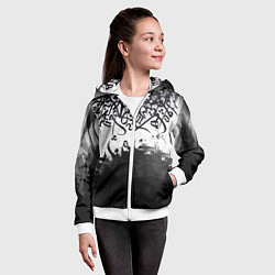 Толстовка на молнии детская Гранж каллиграфия, цвет: 3D-белый — фото 2