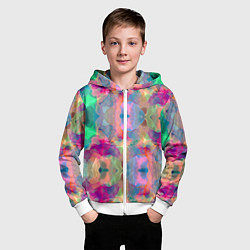 Толстовка на молнии детская Яркие абстрактные разводы акварели, цвет: 3D-белый — фото 2