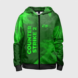 Детская толстовка на молнии Counter Strike 2 - green gradient вертикально