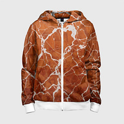 Толстовка на молнии детская Темно-оранжевый мрамор, цвет: 3D-белый