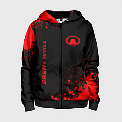 Толстовка на молнии детская Great Wall - red gradient вертикально, цвет: 3D-черный