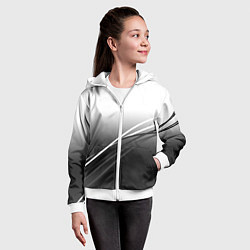 Толстовка на молнии детская Градиент с полосами из белого в тёмный, цвет: 3D-белый — фото 2