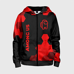 Толстовка на молнии детская Among Us - red gradient вертикально, цвет: 3D-черный