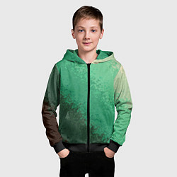 Толстовка на молнии детская Градиент текстурный зелёный, цвет: 3D-черный — фото 2