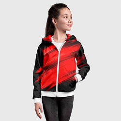 Толстовка на молнии детская Красные мазги краски на черном, цвет: 3D-белый — фото 2