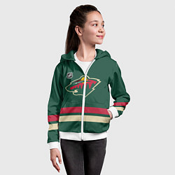 Толстовка на молнии детская Миннесота Уайлд хоккей, цвет: 3D-белый — фото 2