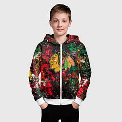Толстовка на молнии детская Chicago Blackhawks NHL black, цвет: 3D-белый — фото 2