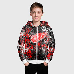 Толстовка на молнии детская Detroit Red Wings NHL black, цвет: 3D-белый — фото 2