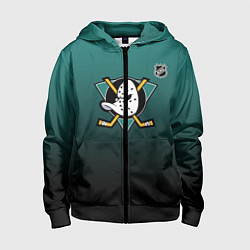 Толстовка на молнии детская Анахайм Дакс - зеленый градиент, цвет: 3D-черный