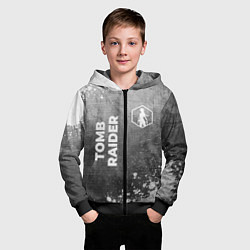 Толстовка на молнии детская Tomb Raider - grey gradient вертикально, цвет: 3D-черный — фото 2