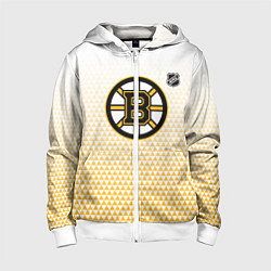 Толстовка на молнии детская Бостон Брюинз - светлый градиент, цвет: 3D-белый