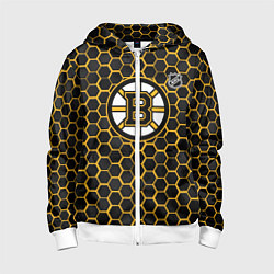 Толстовка на молнии детская Бостон Брюинз - черные соты, цвет: 3D-белый