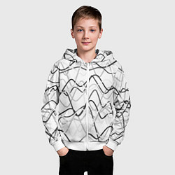 Толстовка на молнии детская Белый с серыми волнистыми полосами, цвет: 3D-белый — фото 2