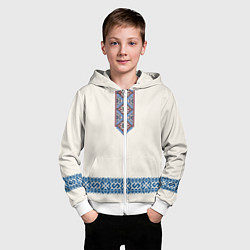 Толстовка на молнии детская Обережник - вышиванка, цвет: 3D-белый — фото 2