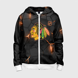 Толстовка на молнии детская Чикаго Блэкхокс - плиты с подсветкой, цвет: 3D-белый