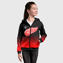 Толстовка на молнии детская Детройт Ред Уингз - градиент, цвет: 3D-черный — фото 2