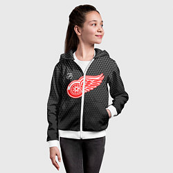 Толстовка на молнии детская Детройт Ред Уингз - черные треугольники, цвет: 3D-белый — фото 2