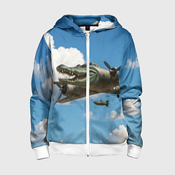 Толстовка на молнии детская Бомбардиро крокодило, цвет: 3D-белый