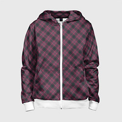 Толстовка на молнии детская Tartan, цвет: 3D-белый