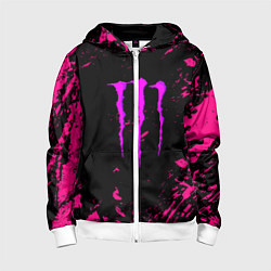 Толстовка на молнии детская Monster energy неоновые краски лого, цвет: 3D-белый