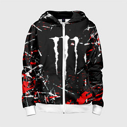 Толстовка на молнии детская Monster energy штрихи, цвет: 3D-белый