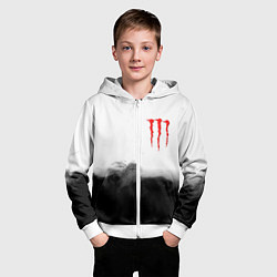 Толстовка на молнии детская Monster energy splash smoke, цвет: 3D-белый — фото 2