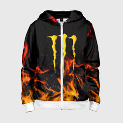 Толстовка на молнии детская Monster energy orange fire, цвет: 3D-белый