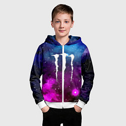 Толстовка на молнии детская Monster energy neon space, цвет: 3D-белый — фото 2