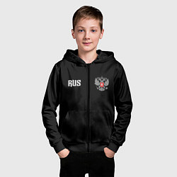 Толстовка на молнии детская Россия три полоски, цвет: 3D-черный — фото 2