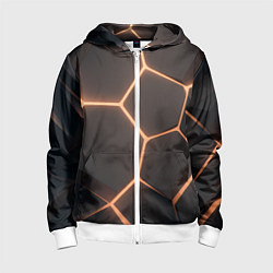 Толстовка на молнии детская Серая текстура из сот, цвет: 3D-белый