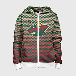 Толстовка на молнии детская Миннесота Уайлд - геометрический градиент, цвет: 3D-белый