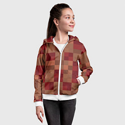Толстовка на молнии детская Бордовые пиксели, цвет: 3D-белый — фото 2