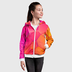 Толстовка на молнии детская Розово-оранжевые плиты, цвет: 3D-белый — фото 2