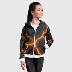 Толстовка на молнии детская Молнии и черные плиты, цвет: 3D-белый — фото 2