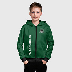 Толстовка на молнии детская ФК Краснодар - сплошной зеленый цвет, цвет: 3D-черный — фото 2