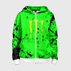 Толстовка на молнии детская Monster energy кислотные брызги, цвет: 3D-белый