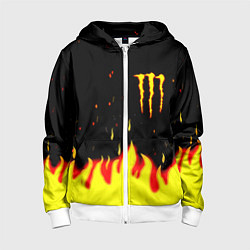 Толстовка на молнии детская Monster energy fire steel, цвет: 3D-белый