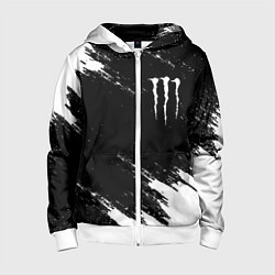 Толстовка на молнии детская Monster energy краски штрихи белые, цвет: 3D-белый