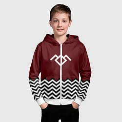 Толстовка на молнии детская Твин Пикс - лого, цвет: 3D-белый — фото 2