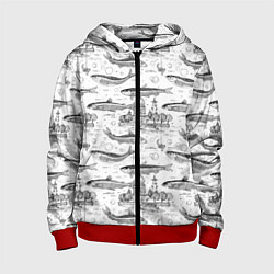 Детская толстовка на молнии Корюшка и рыбалка в Питере паттерн