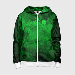 Толстовка на молнии детская Абстракция - green acid stains, цвет: 3D-белый