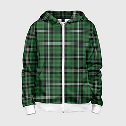 Толстовка на молнии детская Checkered green, цвет: 3D-белый