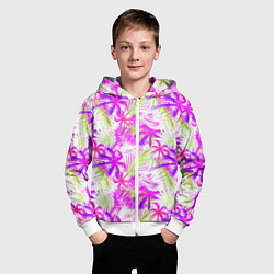 Толстовка на молнии детская Palm tree pink, цвет: 3D-белый — фото 2